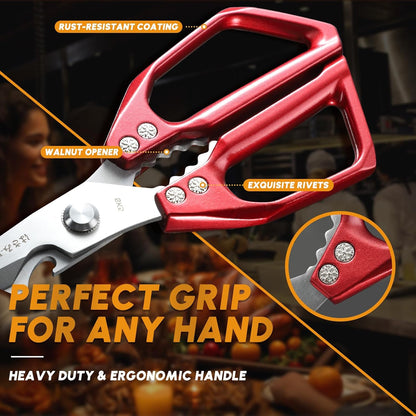 Huusk Kitchen Shears Set, Heavy Duty Poultry Shears, Japanese Kitchen Scissors for Meat, Chicken Bones, and Turkey, Christmas Gifts for Men Women