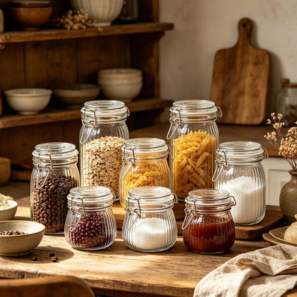 ComSaf Glass Pantry Jars with Airtight Lids 0.7 Gallon 2 Pack Wide Mouth | Flour sugar rice, Sourdough pickling, Pantry organization, Scoop included, Baking supplies, Bulk food storage, Large capacity