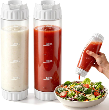 2 Pcs 16 oz Inverted Squeeze Bottles, Valve Condiment Dispenser (Black)