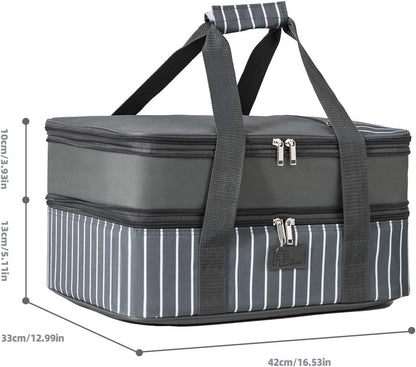 FE FUN ELEMENTS Casserole Carrier, Expandable Insulated Casserole Carriers for Hot or Cold Food, Lasagna Lugger for Parties, Fits 9" x 13" Baking Dish, Grey