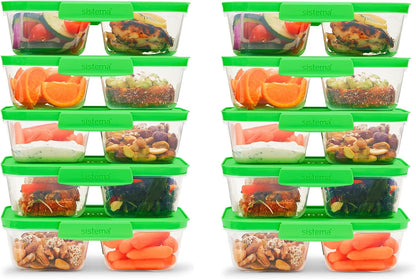 Sistema Nest It Meal Prep Food Storage Containers, 3 Compartments, 8 Cups, BPA-Free, 5-Pack