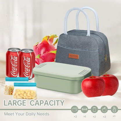 JBGOYON Bento Box and Lunch Bag Set, Leak-Proof Lunch Box for Adults and Kids with Built-in Utensils, Insulated for Work School Travel, Microwave & Dishwasher Safe, All-in-One (Purple)