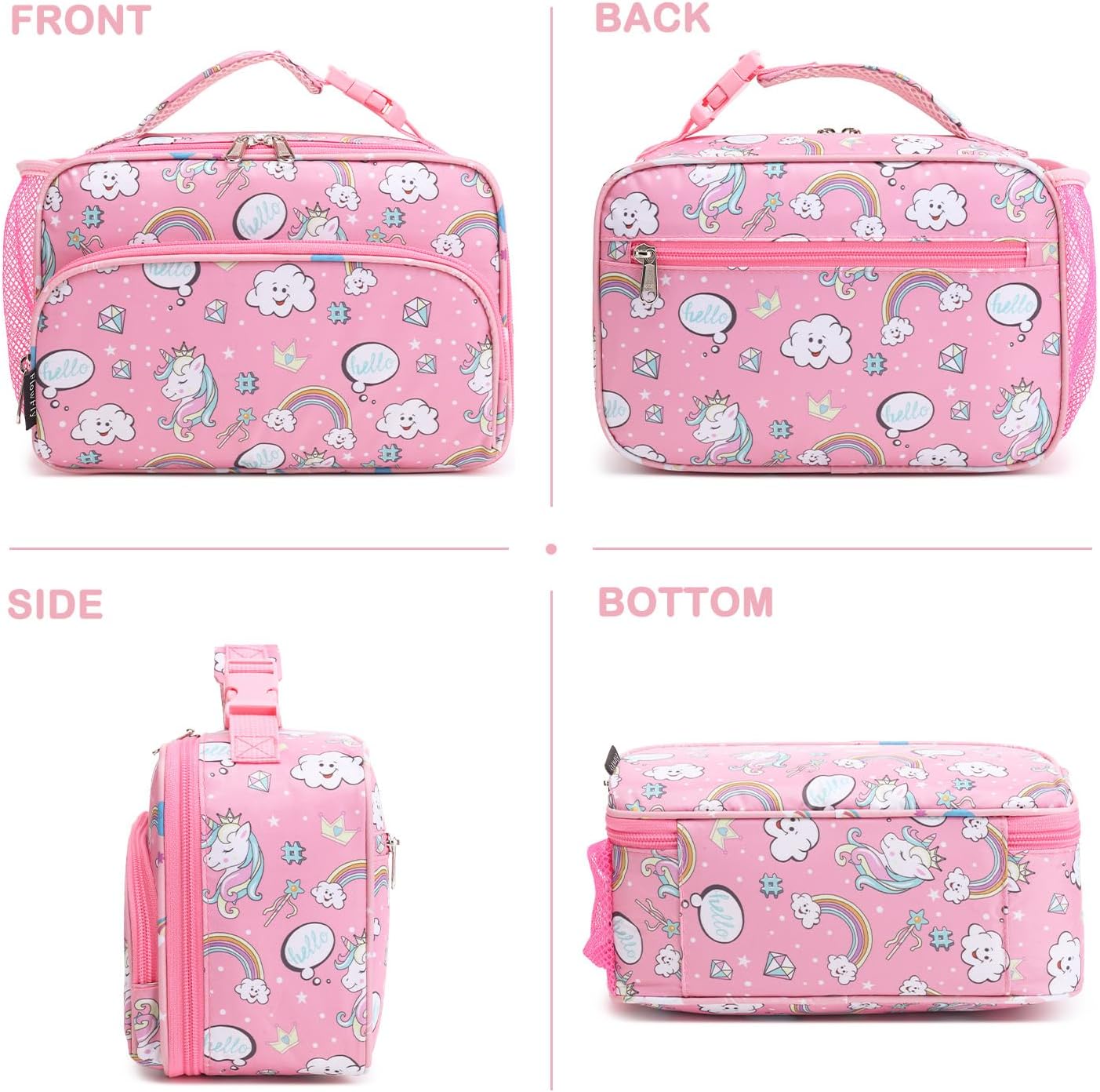 FlowFly Kids Lunch box Insulated Soft Bag Mini Cooler Back to School Thermal Meal Tote Kit for Girls, Boys, Astronaut - Colors B