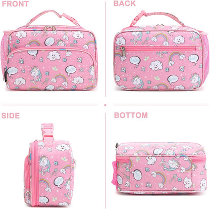 FlowFly Kids Lunch box Insulated Soft Bag Mini Cooler Back to School Thermal Meal Tote Kit for Girls, Boys, Astronaut - Colors B