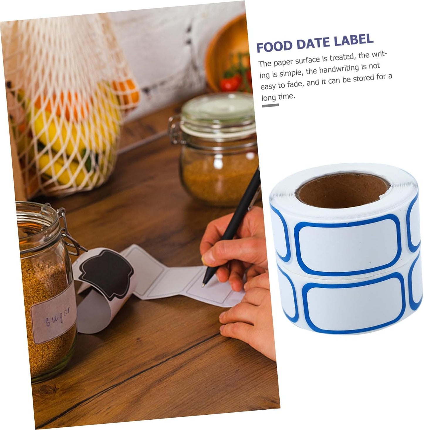 6Rolls Removable Food Date Label Stickers Practical Markers for Containers Easy to Write Strong Adhesive for Kitchen Storage and Organization