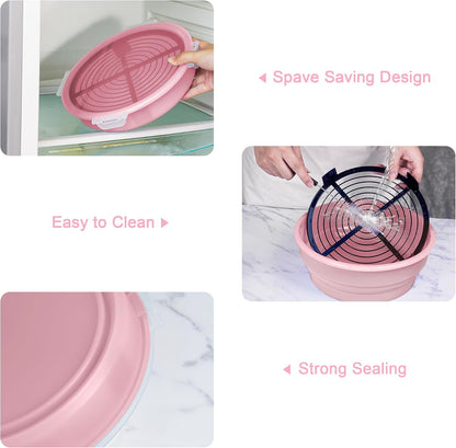 FJNATINH Collapsible Batter Bowl - Mess Free Better Breader Shaker Bowl with Lid Breading Shaker Container for Fried Fish, Fried Chicken, Onion Rings & More,No Leak,Easy to Store,Light Blue
