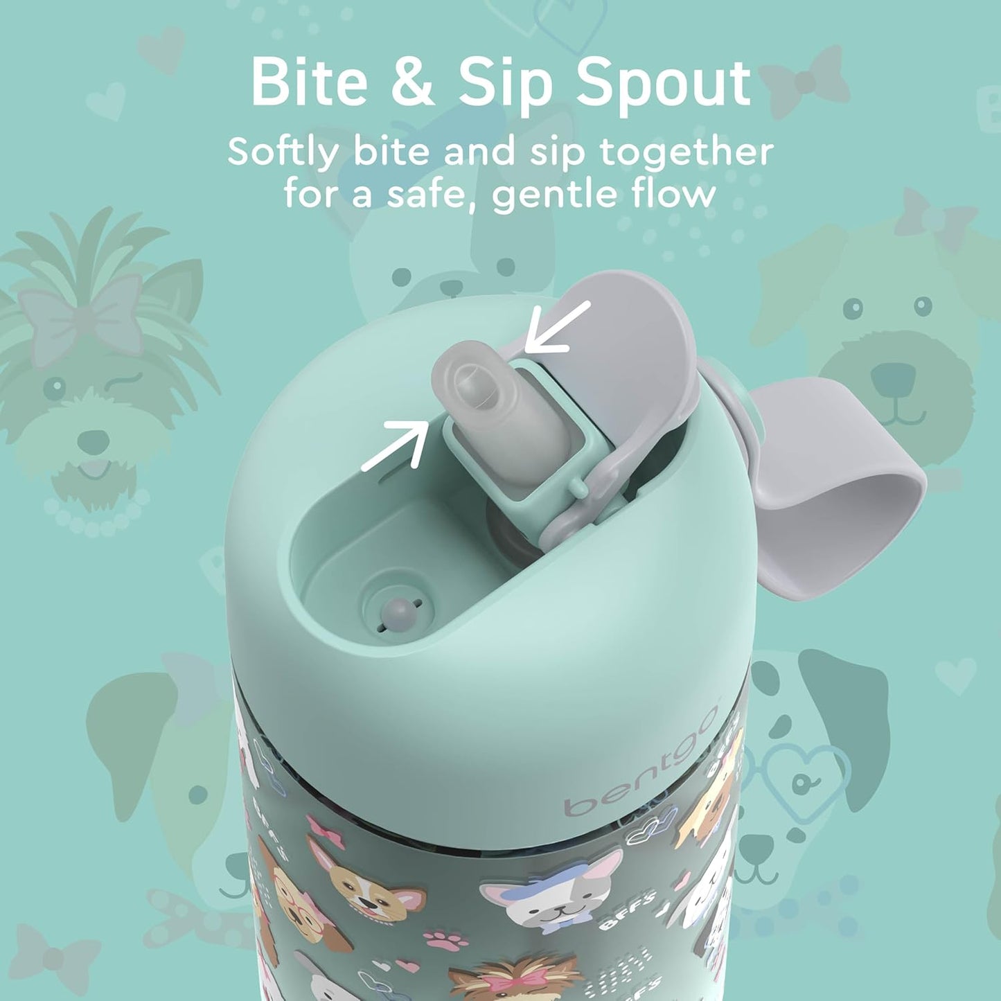 Bentgo Kids Water Bottle - Leak-Proof, Durable Tritan PFAS- & BPA-Free 15 fl oz, Kids/Toddlers Ages 3+ for School & Sports; Bite & Sip Spout, Carrying Handle, Dishwasher Safe (Unicorn)