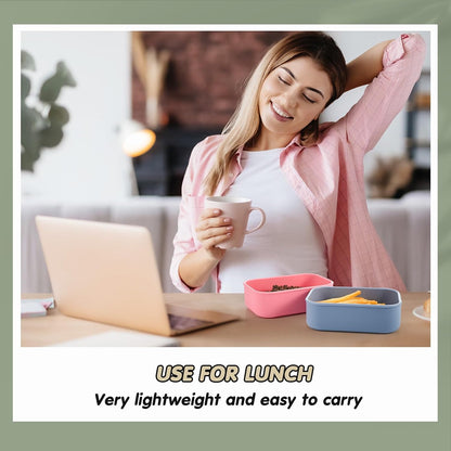 Layhit 4 Pcs Silicone Bento Box Lunch Box for Adult, 23.7 oz Reusable Sandwich Containers Food Storage with Lids Airtight for Lunch Meals Snacks, Dishwasher Freezer Safe (Matte Multicolor)