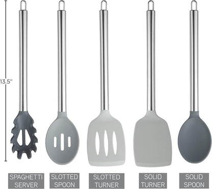 COOK WITH COLOR Silicone Cooking Utensils, Kitchen Utensil Set, Easy to Clean Silicone Kitchen Utensils, Cooking Utensils for Nonstick Cookware, Kitchen Gadgets Set, 38 Piece, Mint