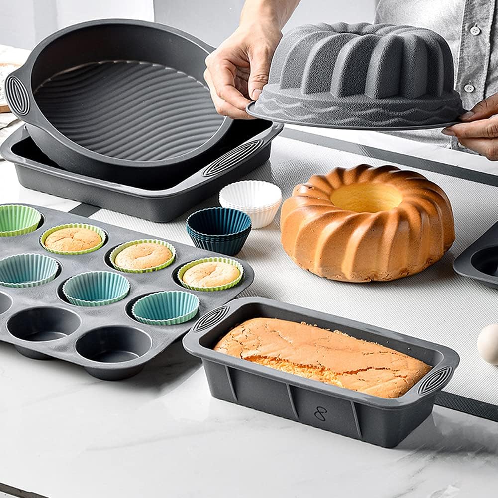 12pcs Silicone Muffin Cups, Reusable Silicone Baking Cups, Cup Cake Molds Set, 4 Color Muffin Liners Pastry Cake Mold Cupcake Liners Lunch Box Dividers, Non-Stick