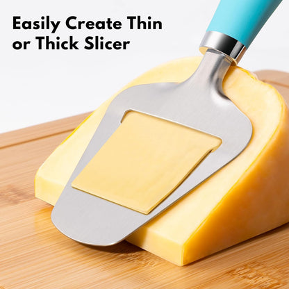 Rainspire Upgraded Non-Stick Cheese Slicers for Block Cheese Multi-Functional Cheese Cutter for Mozzarella, Cheddar, Gruyere Charcuterie Accessories Dishwasher Safe Kitchen Tools, Black