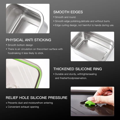 GIUOIDUO stainless steelFood Storage Containers setsstorage box with lidfreezer FrozenKitchen tray with lidOven plateSide dish plate Freezer & Dishwasher Safe
