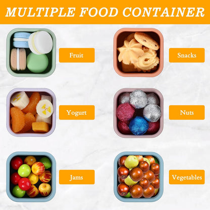 10 Pack 6 oz Silicone Snack Containers, Reusable Small Containers with Lids, Reusable Meal Prep Silicone Containers Lunch Box Bento Box Set