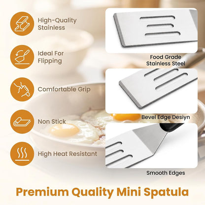 3 PCS Small Metal Spatula Set, Mini Stainless Steel Serving Spatula for Kitchen Use