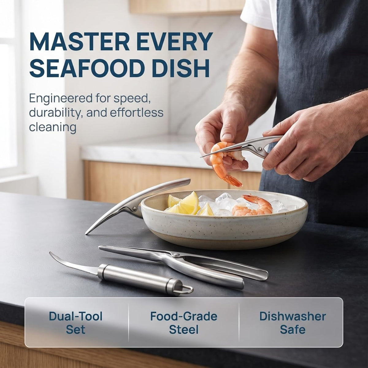 Shrimp Deveiner Tool and Peeler Set Multifunctional Shrimp Deveining Tool