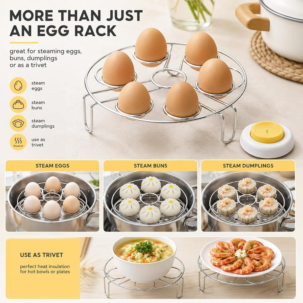Egg Steamer Rack And Egg Piercer,For Instant Pot Egg Rack,6.2 Inch