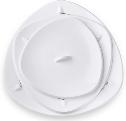 Masirs 3-Tier Collapsible Bowl: Decorative Design Folds for Minimal Storage. Ideal for Serving Snacks, Salad, and Fruit. Top Bowl Divided into Three Sections.