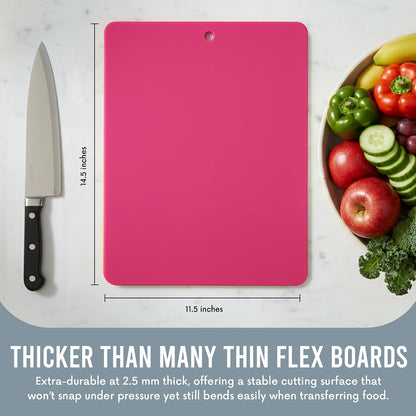 Linden Sweden Flexible Cutting Board 2-Pack - Lays Flat for Secure Work Surface - Extra-Thick for Durability - BPA-Free and Food-Safe (Red)