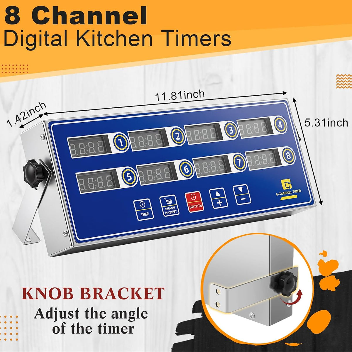 Relaxweex Commercial Digital Kitchen Timer for Cooking, 8 Channel
