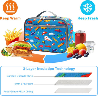 FlowFly Kids Lunch box Insulated Soft Bag Mini Cooler Back to School Thermal Meal Tote Kit for Girls, Boys, Astronaut - Colors A