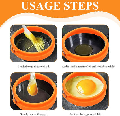 6 PCS Egg Ring, Silicone Egg Rings for Frying Eggs, Non-stick Mold for Griddle, for Making Fried Eggs or Pancakes