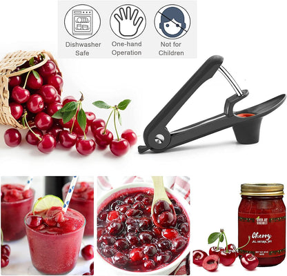 Cherry Pitter Tool,Cherry Pitter Cherry Stone Remover Tool for Making Cherry Jam Cherries Corer Pitter Tool，Cherry Pitter Olive Pitter with Space-Saving Lock Design, Black
