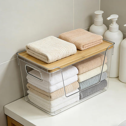 2 Set Pantry Organizers and Storage - Stackable Pantry Storage Bin Containers for Potato, Onion, Garlic, Fruit, Vegetable, Produce - Clear Front Open Kitchen Under Sink Organizer with Lid