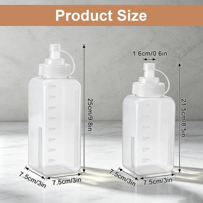 2Pcs Salad Dressing Dispenser 27Oz 20Oz Condiment Squeeze Bottles for Sauce