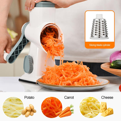 Rotary Cheese Grater Manual Hand Crank 3-in-1 Vegetable Shredde