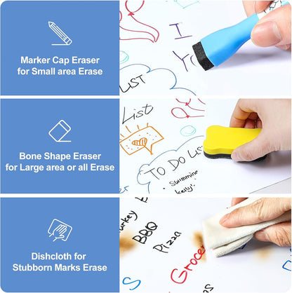 2 PCS Magnetic Dry Erase Whiteboard for Fridge, 14"x11" Reuasble & Erasable White Board Sheet for Refrigerator, Freezer - Smooth & Flexible Magnet Blank Notepad for Home, Kitchen Organizer and Planner