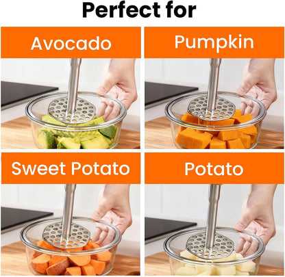 316L Stainless Steel Potato Masher, Dishwasher Safe, Bean Masher