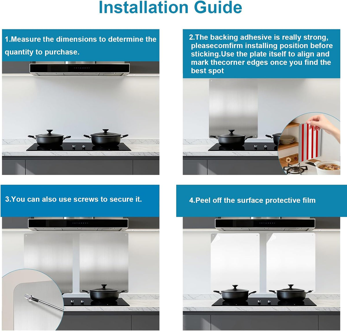 Stainless Steel Stove Backsplash, Kitchen Splatter Shield Silver 12"x16"