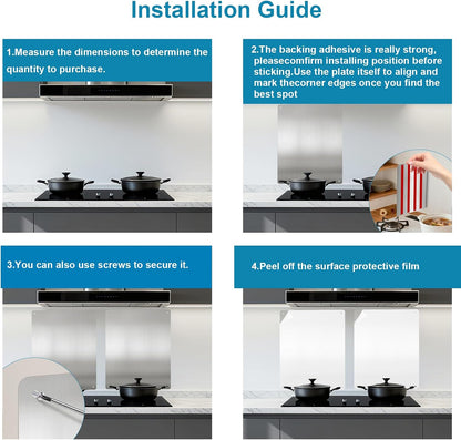 Stainless Steel Stove Backsplash, Kitchen Splatter Shield Silver 12"x16"