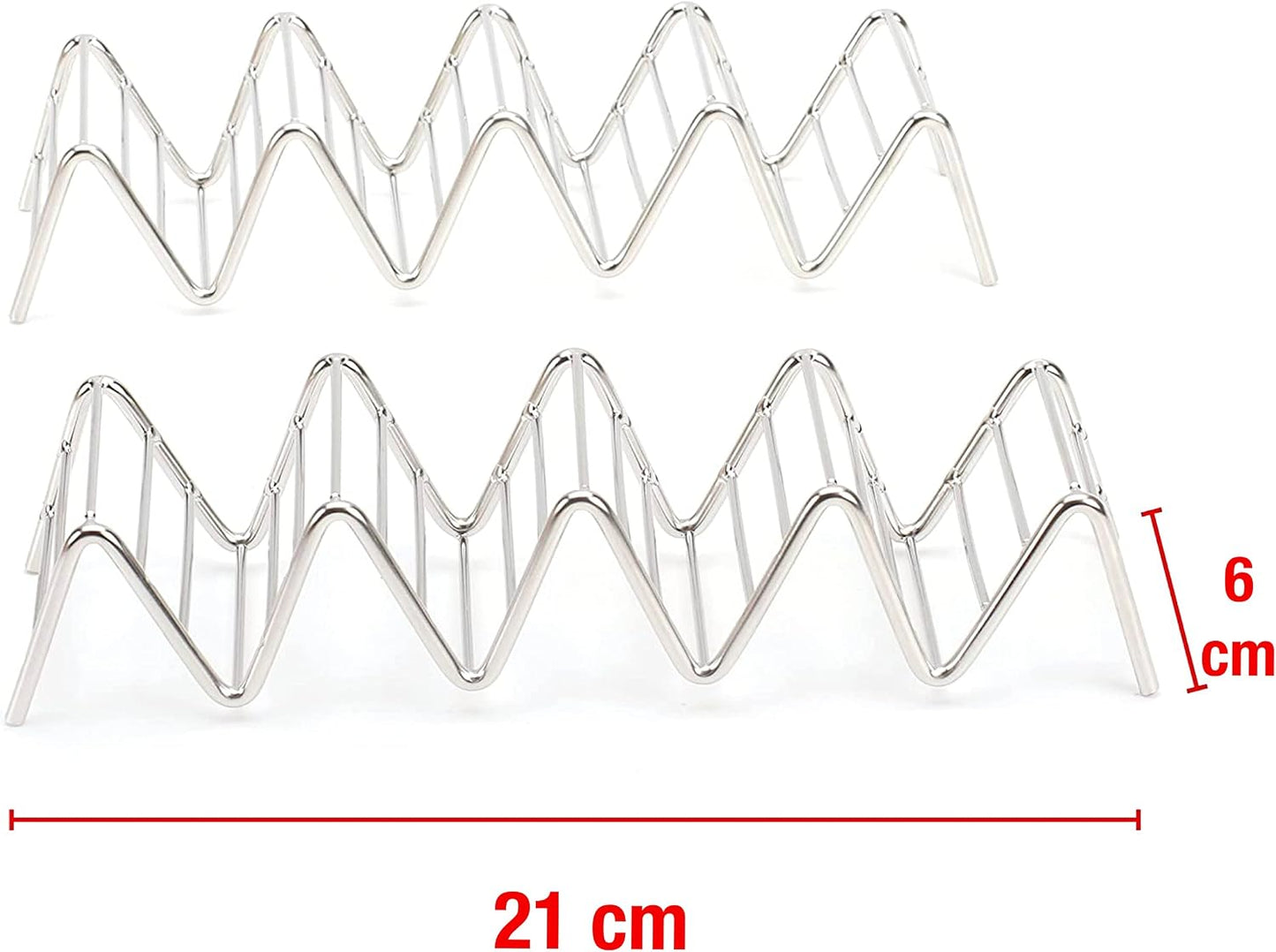 Taco Holders Set of 2 Premium Stainless Steel Stackable Stands, Each Rack Holds 2 or 3 Hard or Soft Tacos, Five Styles Available By 2lbDepot