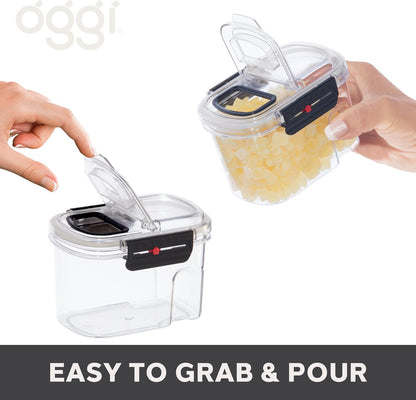 Oggi Easi Grip 23oz Moisture Proof Storage Container, Ultra Clear BPA-Free Sealable Canister, Flip Open Pouring Lid, Date Reminder Slider on Clip, Ideal Kitchen and Pantry Storage (23oz / 0.68lt)