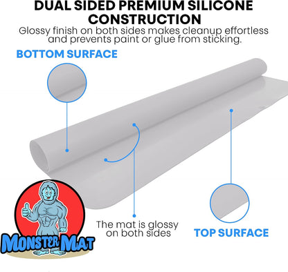 Extra Large Silicone Craft Mat 48x24 Inch – Heat Resistant Table Protector, Non-Slip Surface for Painting, DIY, Clay, Bakin, Easy Clean, Rolls Up – Use as Floor or Cutting Mat by MonsterMat