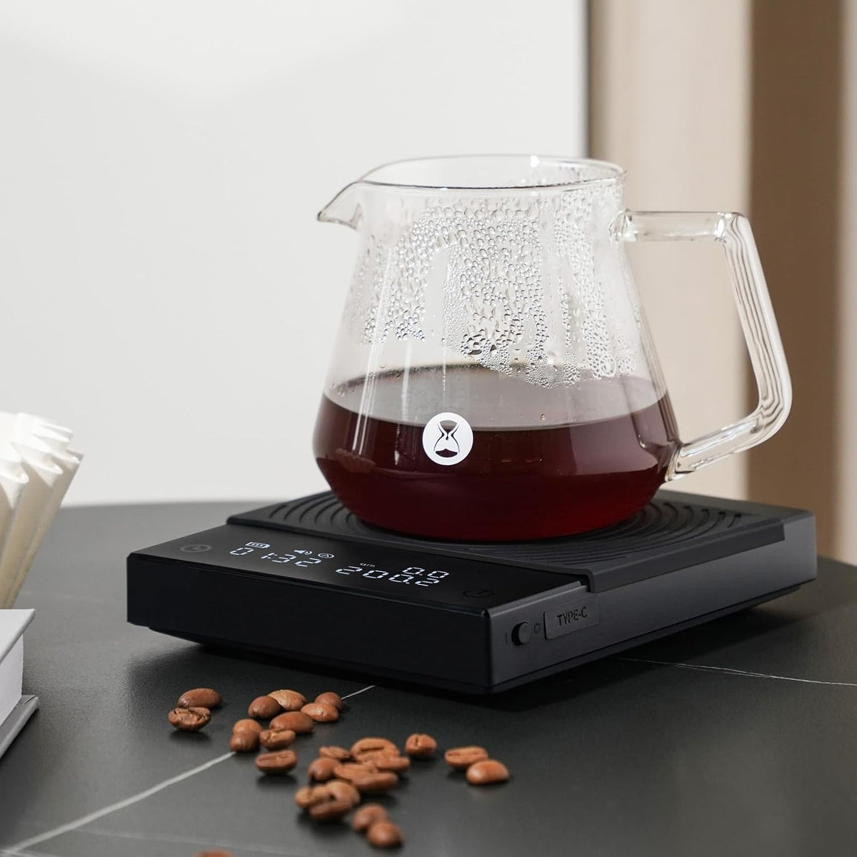 TIMEMORE Coffee Scale Basic 2.0 Electronic Espresso Scale with Water Flow Rate and Timer Function, Digital Scale for Kitchen/Baking/Cooking, Black