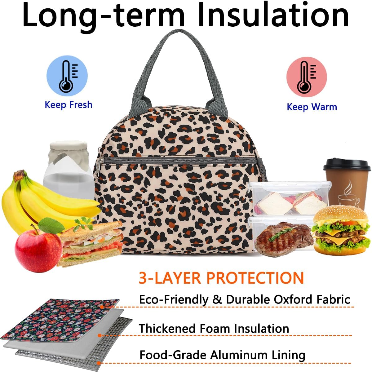 GYEUKHAM Lunch Bag Women, Lunch Box for Adult Men Kids Girls, Small Cute Lunchbox Tote Large Capacity Insulated Lunch Container Cooler for Work School Picnic Travel, Black White Stripes