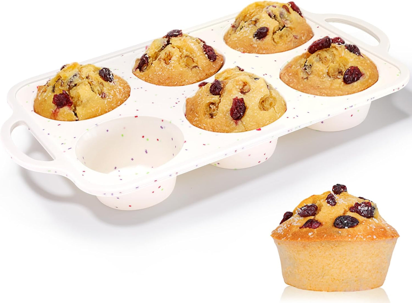 CAKETIME Mini Muffin Pan, Metal Reinforced Frame Mini Cupcake Pans 24 Cups Nonstick Muffin Silicone Molds with Handle for Baking Muffins, Cupcakes, Egg Bites 2 Pack