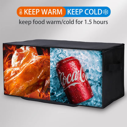 Bodaon Insulated Food Delivery Bag, XXXL Pizza Delivery Bags for Hot and Cold Food, Commercial, Large Capacity Reusable Warming Bag, Catering Cooler Bag for Rideshare, Warmers for Parties (Black, 1Pk)