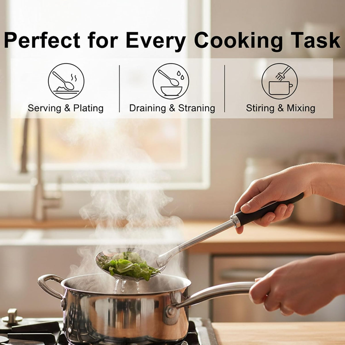 Stainless Steel Cooking Spoon Set, Serving,Slotted & Ladle