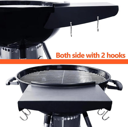 QuliMetal Folding Front Shelf for Traeger Pro 34, Texas Elite 34, Century 885 and Eastwood 34, 37" x 12" Heavy-Duty Grill Prep Table with Cutting Board, Stainless Steel Basin, Lid and 5 Hooks