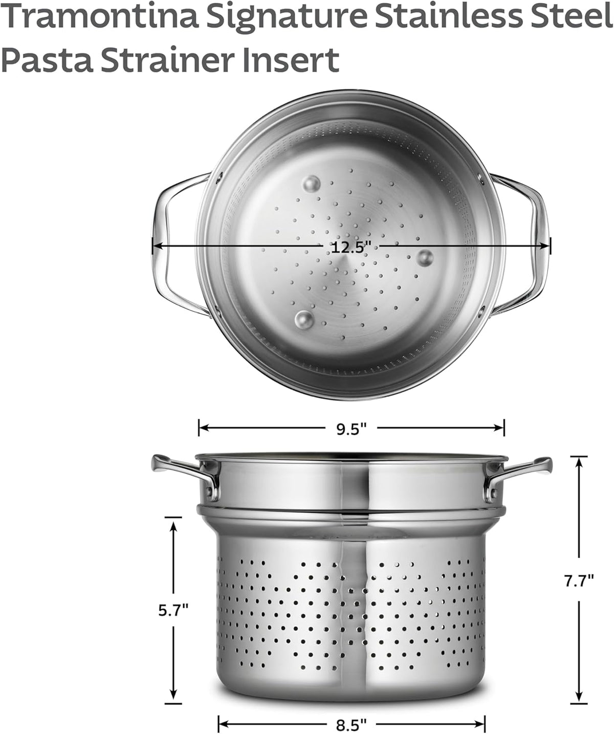 Tramontina Signature Stainless Steel Pasta Strainer Insert for Pot