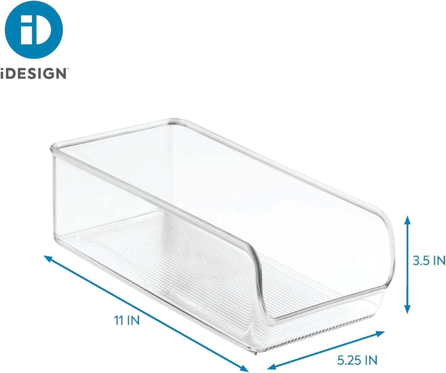 iDesign Recycled Plastic Freezer and Refrigerator Organizer Bin, Set of 2, The Linus Collection – 5.25" x 11" x 3.5", Clear