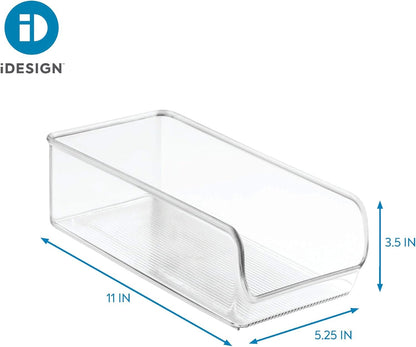 iDesign Recycled Plastic Freezer and Refrigerator Organizer Bin, Set of 2, The Linus Collection – 5.25" x 11" x 3.5", Clear