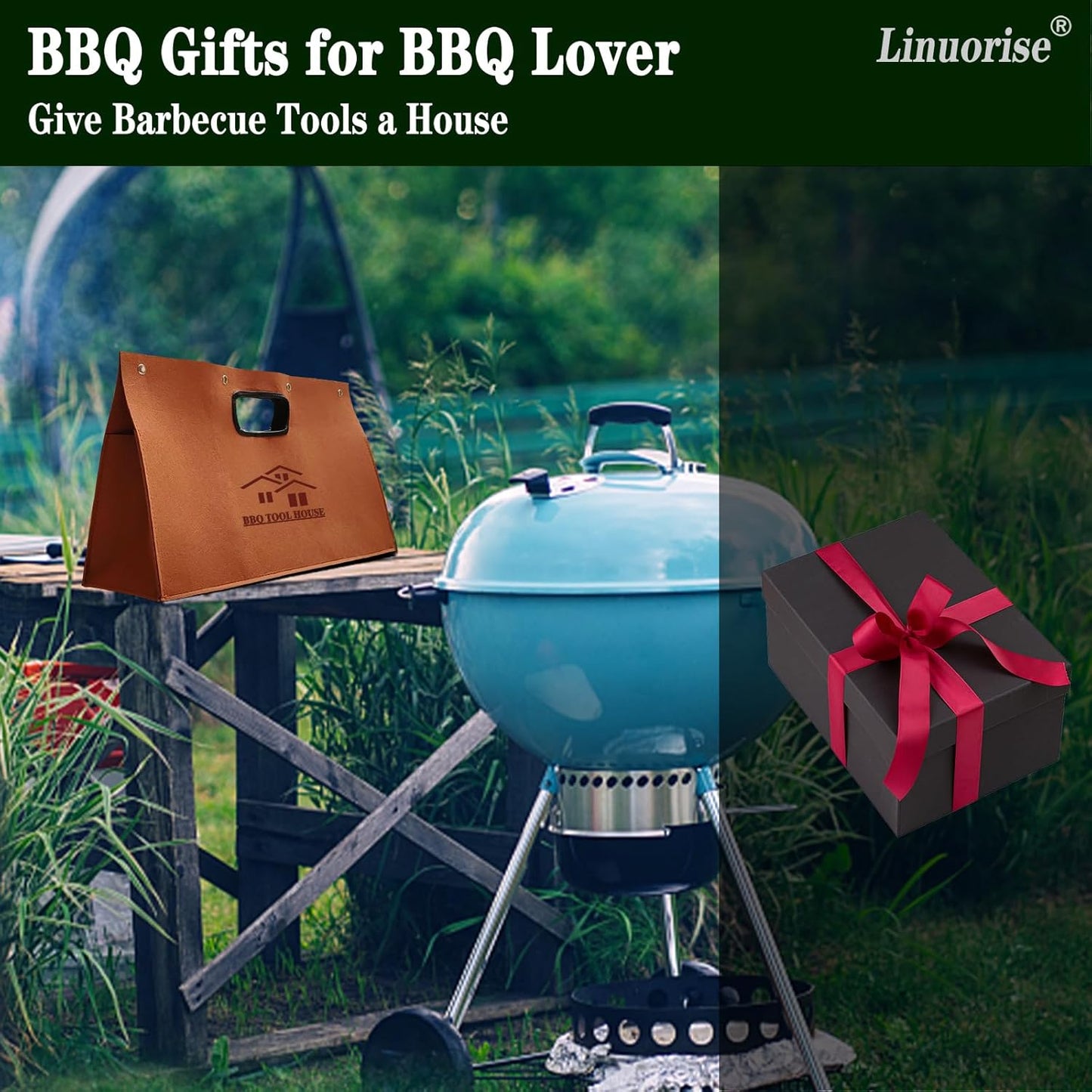 Grill Accessory Storage Bag, BBQ Tools Storage, Grill Storage Bag, Storage Container for Grilling ; Men's BBQ Gifts!（Material：Thickened Felt Cloth）