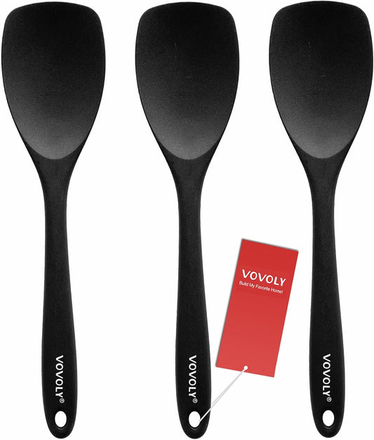 Upgrade Silicone Spatula Spoon Set,VOVOLY Heat Resistant Rubber Spoonula, Seamless Non-Stick Flexible Scrapers for Baking Mixing Tool,3 Pack,