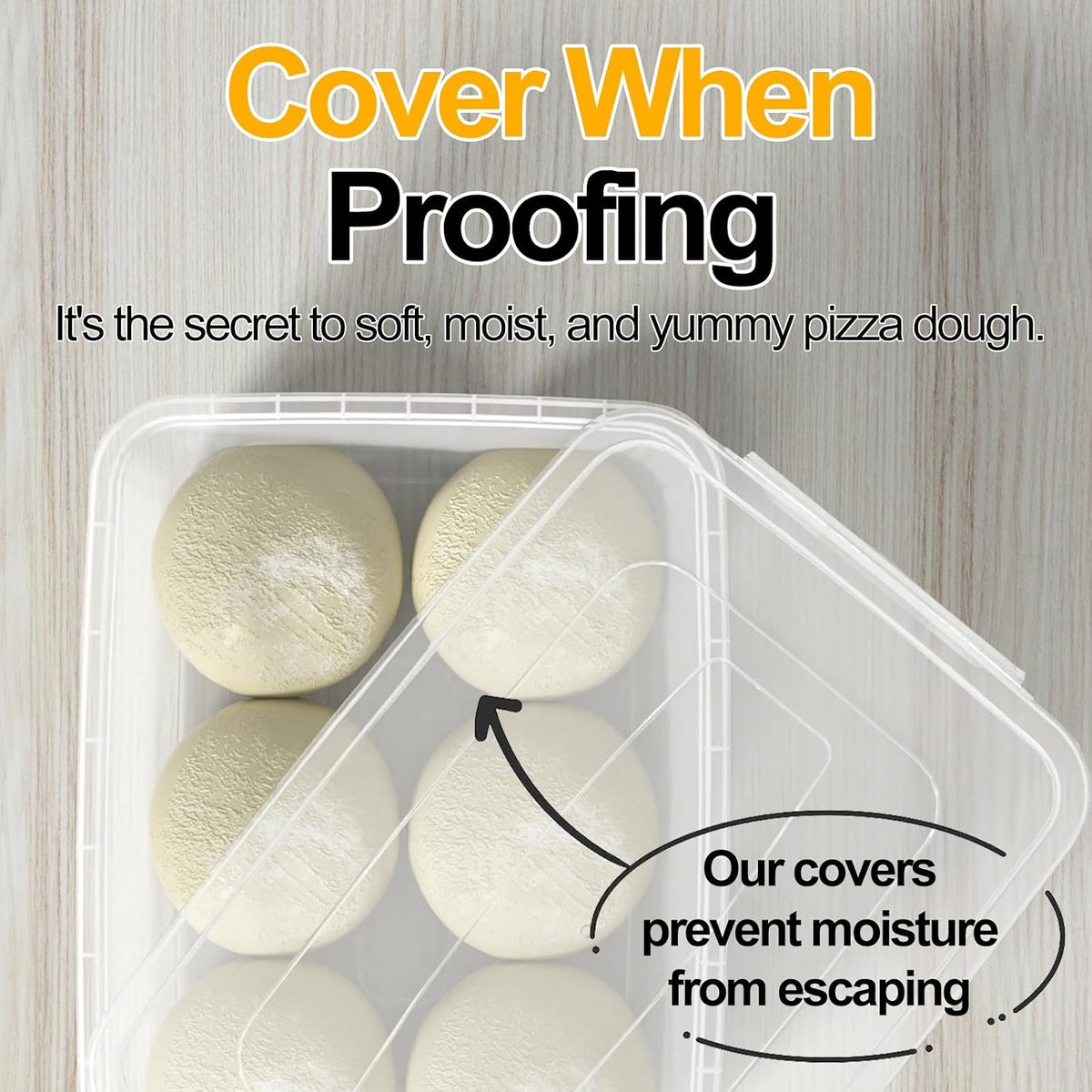 14 L Dough Proofing Container with Lid, 4-Pack Dough Rising Box
