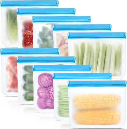 30 Pack Reusable Silicone Food Storage Bags, 4 Size Leak proof Dishwasher Safe Reusable Freezer Bag for Food Storage Containers Lunch Bags for Sandwich, Marinate Meat, Fruit