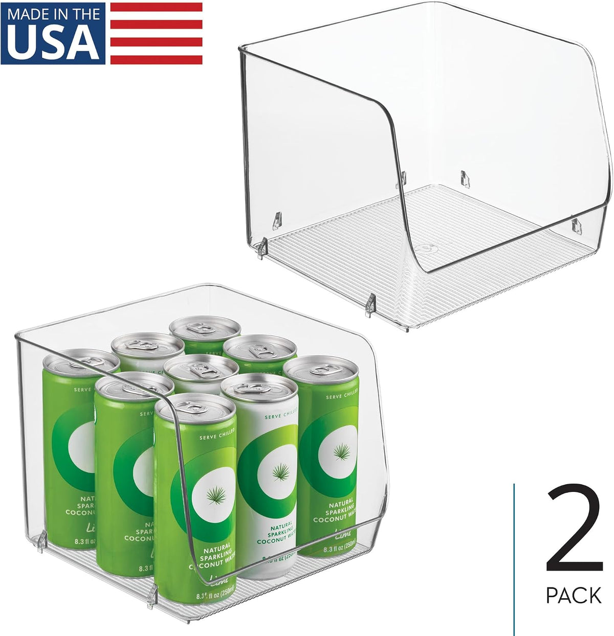 iDesign Open-Front Storage Bin - All-Purpose Bin for Kitchen, Bathroom, or Office - Clear - Made in USA
